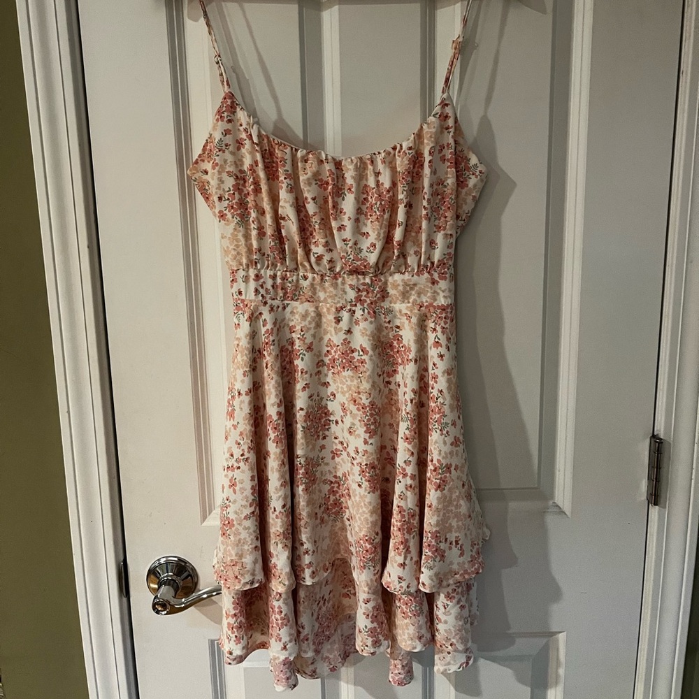 Windsor Pink Floral Dress with Ruffle Detail